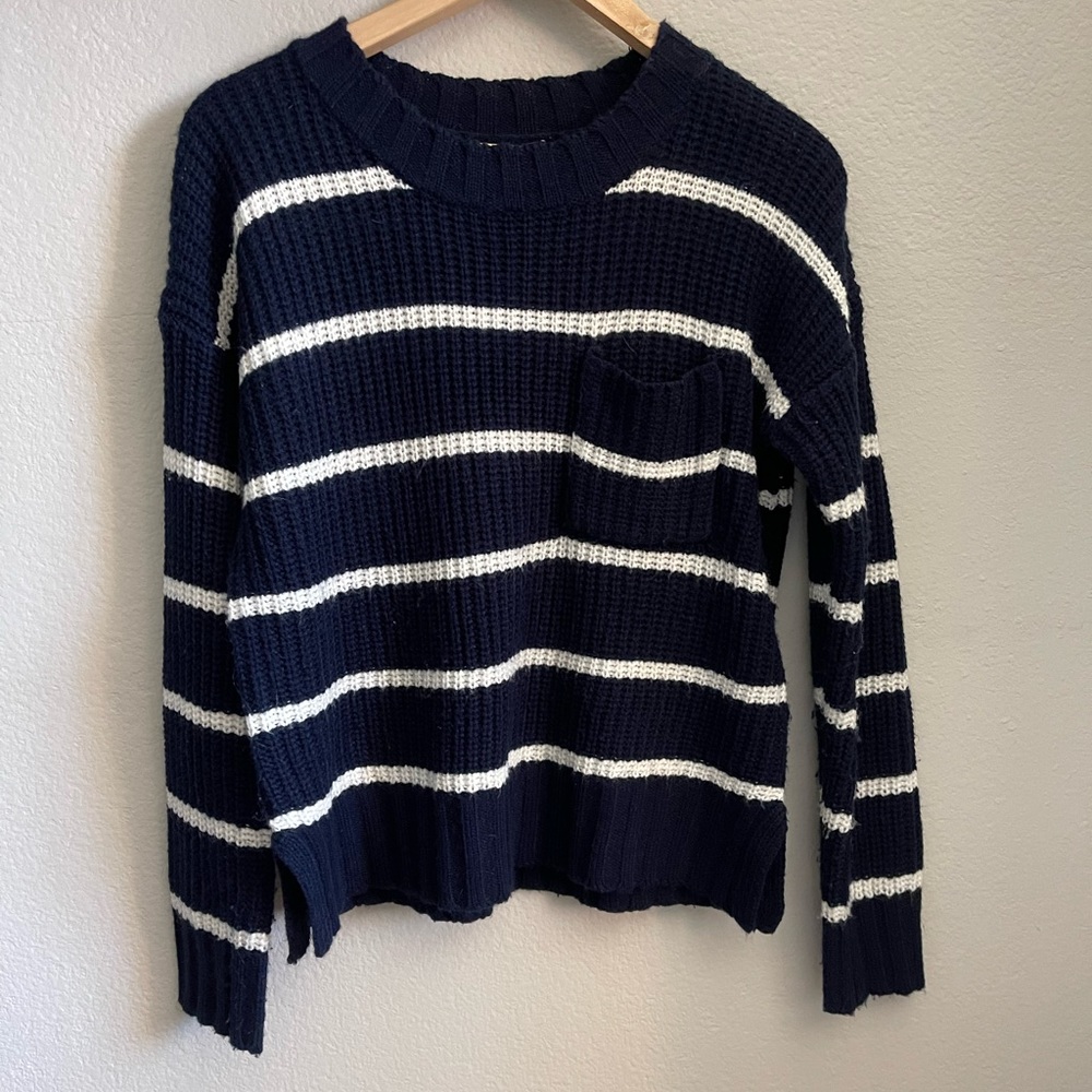 Black and White Striped Oversized Sweater